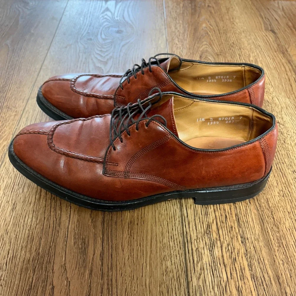 Allen Edmonds DELLWOOD Split Toe Lace Up Oxfords 11.5 D Brown USA Made Leather
